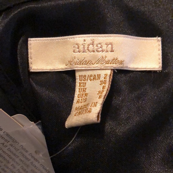 Aidan by Aidan Mattox Sleeveless Blouson Sequin Chiffon Stripe Gown w Side Slit - Picture 6 of 6